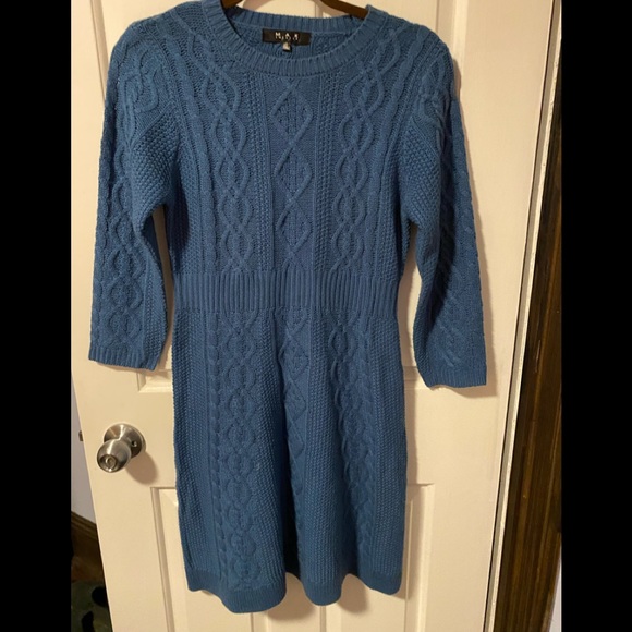 Blue chunky knit sweater dress - Picture 1 of 3